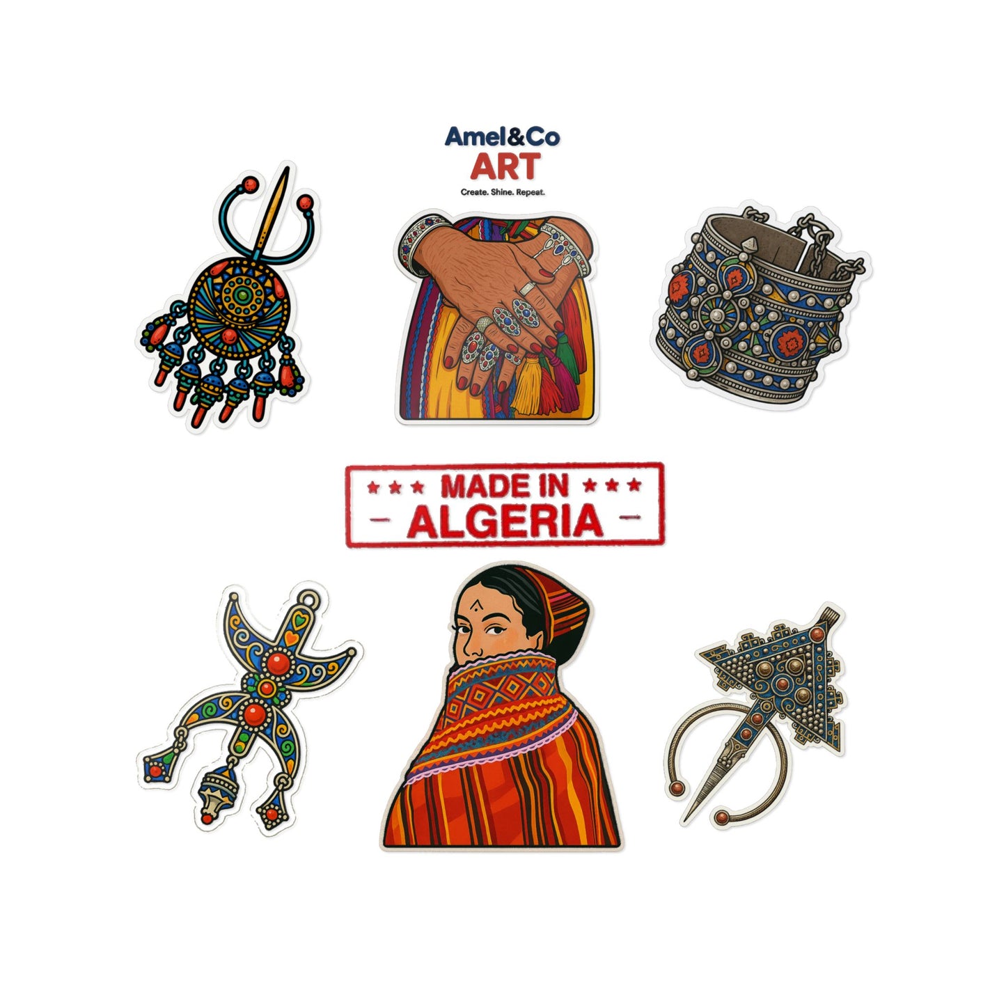 Vibrant Die-Cut Stickers | Handmade Algerian Art, Unique Gifts, Scrapbooking, Journal Decor, Tourist Souvenirs, Bohemian Style