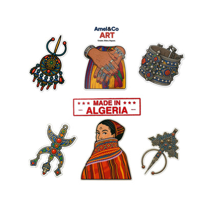 Vibrant Die-Cut Stickers | Handmade Algerian Art, Unique Gifts, Scrapbooking, Journal Decor, Tourist Souvenirs, Bohemian Style
