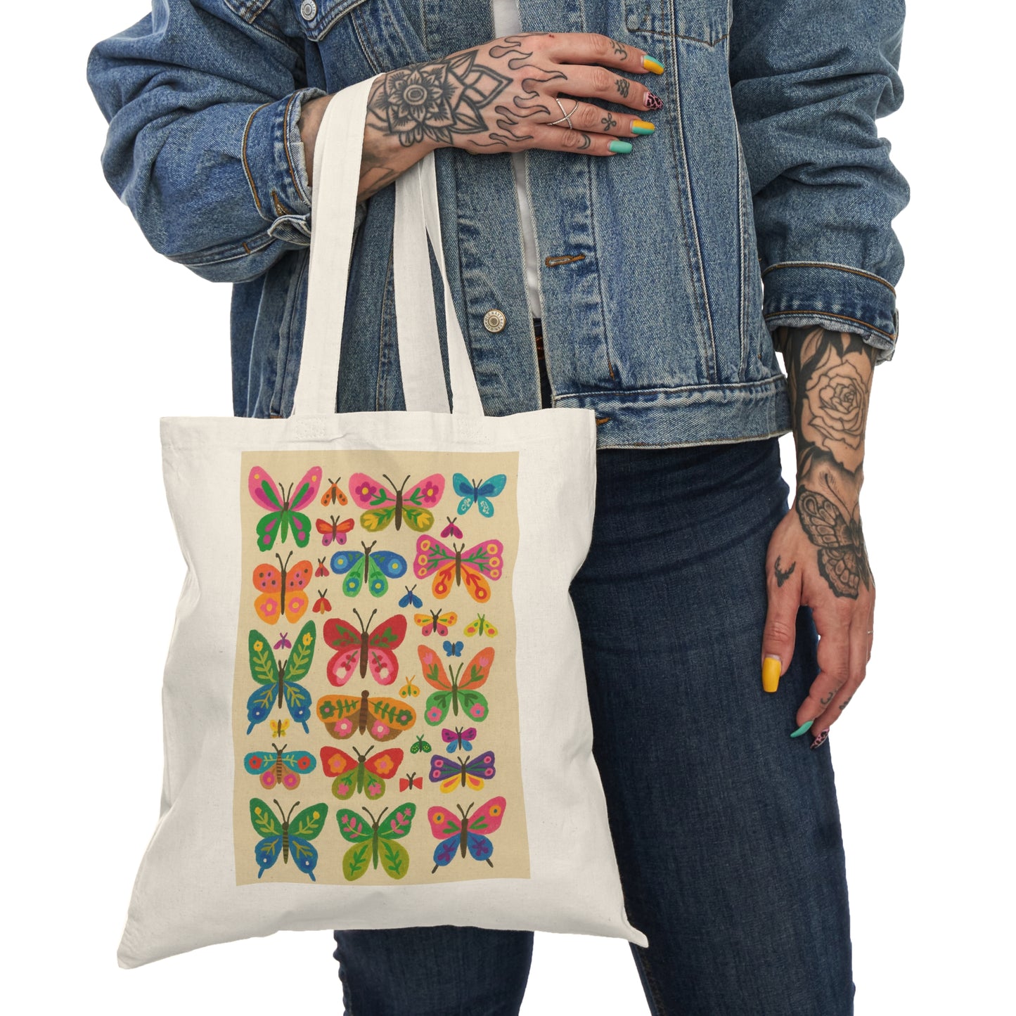 Floral Butterfly Natural Kids Tote Bag