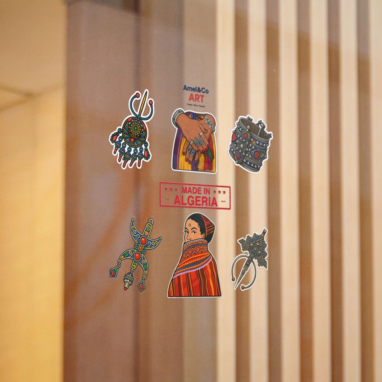 Vibrant Die-Cut Stickers | Handmade Algerian Art, Unique Gifts, Scrapbooking, Journal Decor, Tourist Souvenirs, Bohemian Style