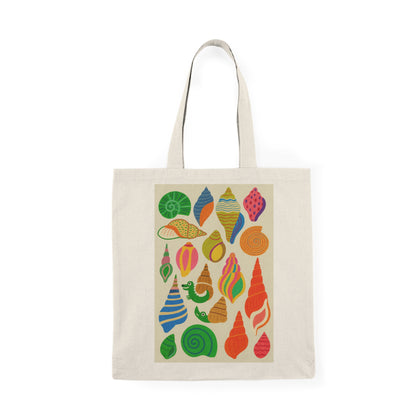 Natural Tote Bag with Colorful Shells, Summer Use