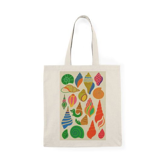 Natural Tote Bag with Colorful Shells, Summer Use