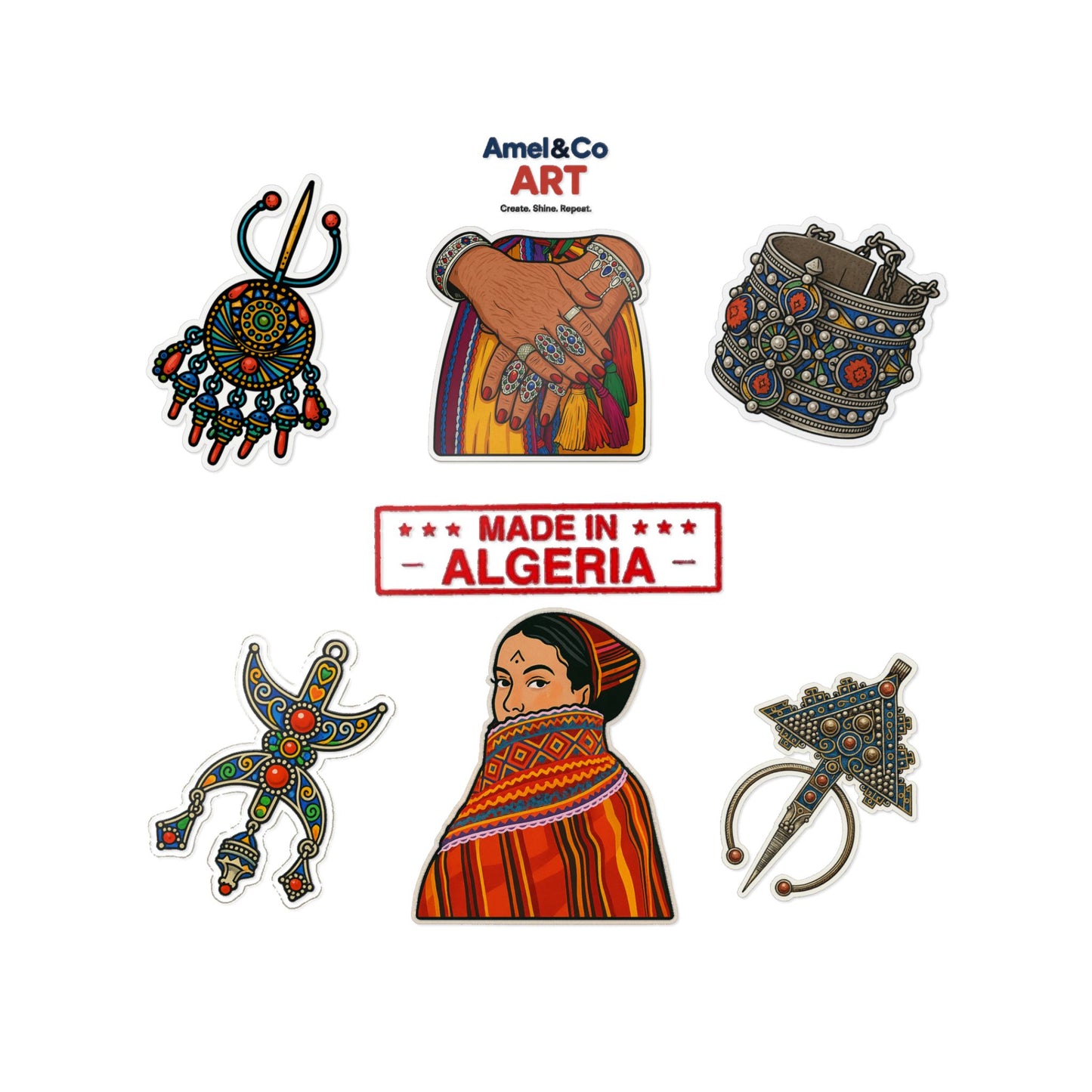 Vibrant Die-Cut Stickers | Handmade Algerian Art, Unique Gifts, Scrapbooking, Journal Decor, Tourist Souvenirs, Bohemian Style